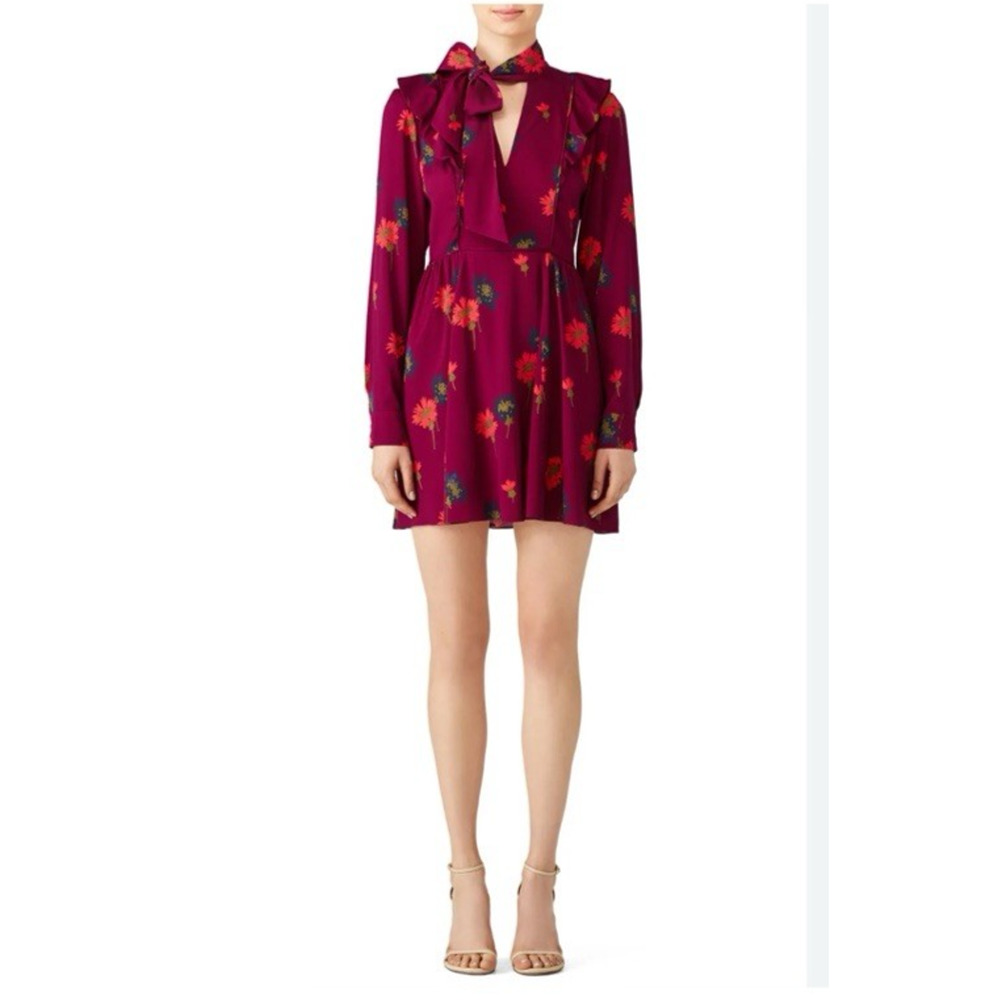 Tanya Taylor Plum Aubree Dress 8 Floral Short Mini Cocktail